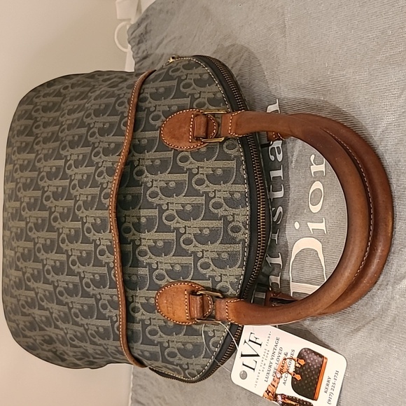 DIOR VINTAGE 70S/80S ULTRA RARE TROTTER COATED CANVAS/LEATHER TOTE/BOWLING BAG - Picture 16 of 17